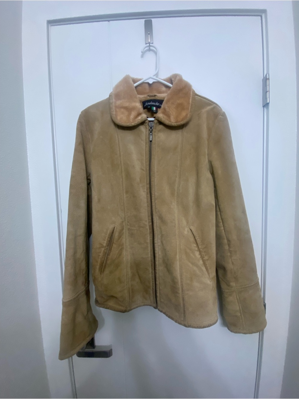 Avalanche Women's Tan Suede Shearling-Trim Jacket